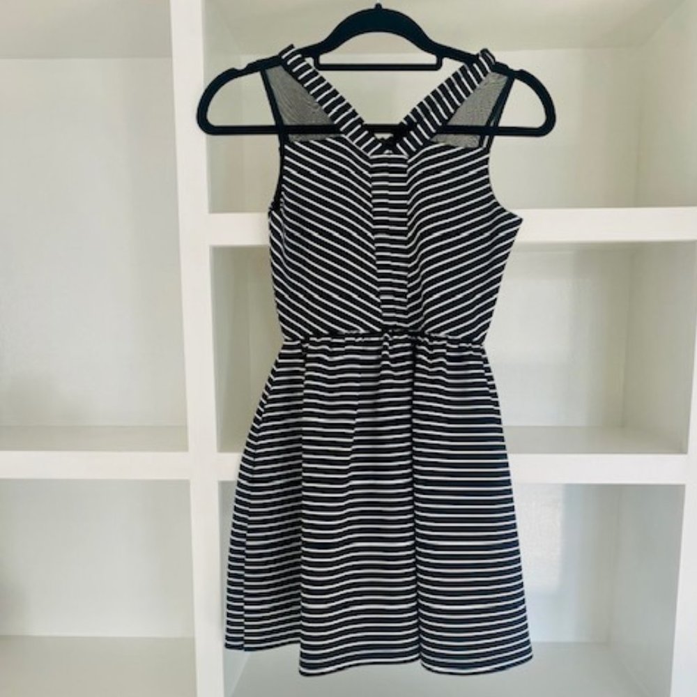 Elisa B. Black & White Striped Fit & Flare Party Dress Girls Size 14